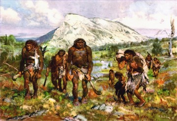 狩猟 Painting - 原始的な狩人